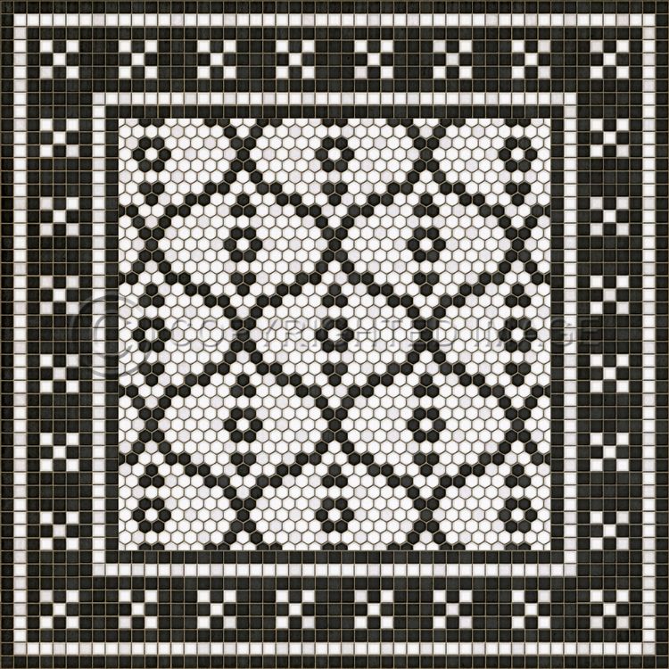 Vintage Vinyl Floorcloth Mat (Mosaic F - Pelham Bay Park)