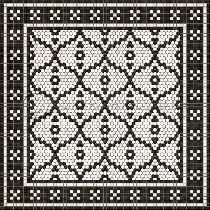 Vintage Vinyl Floorcloth Mat (Mosaic F - Pelham Bay Park)