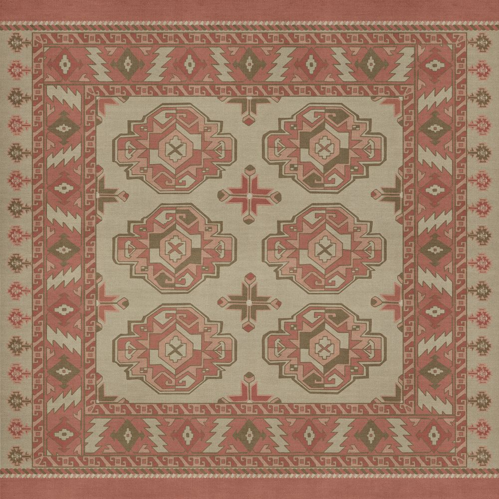 Vintage Vinyl Floorcloth Mat (Persian Bazaar - Chuval Gul - Lale)