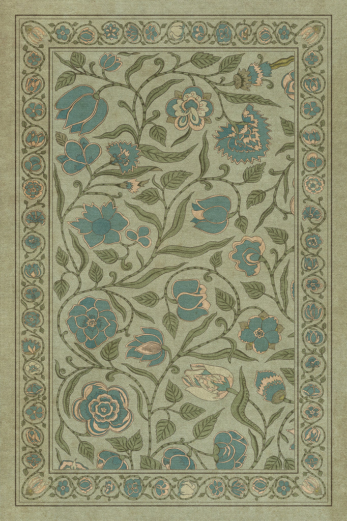 Vintage Vinyl Floorcloth Mat (Williamsburg - Antique Floral - A Joy Of