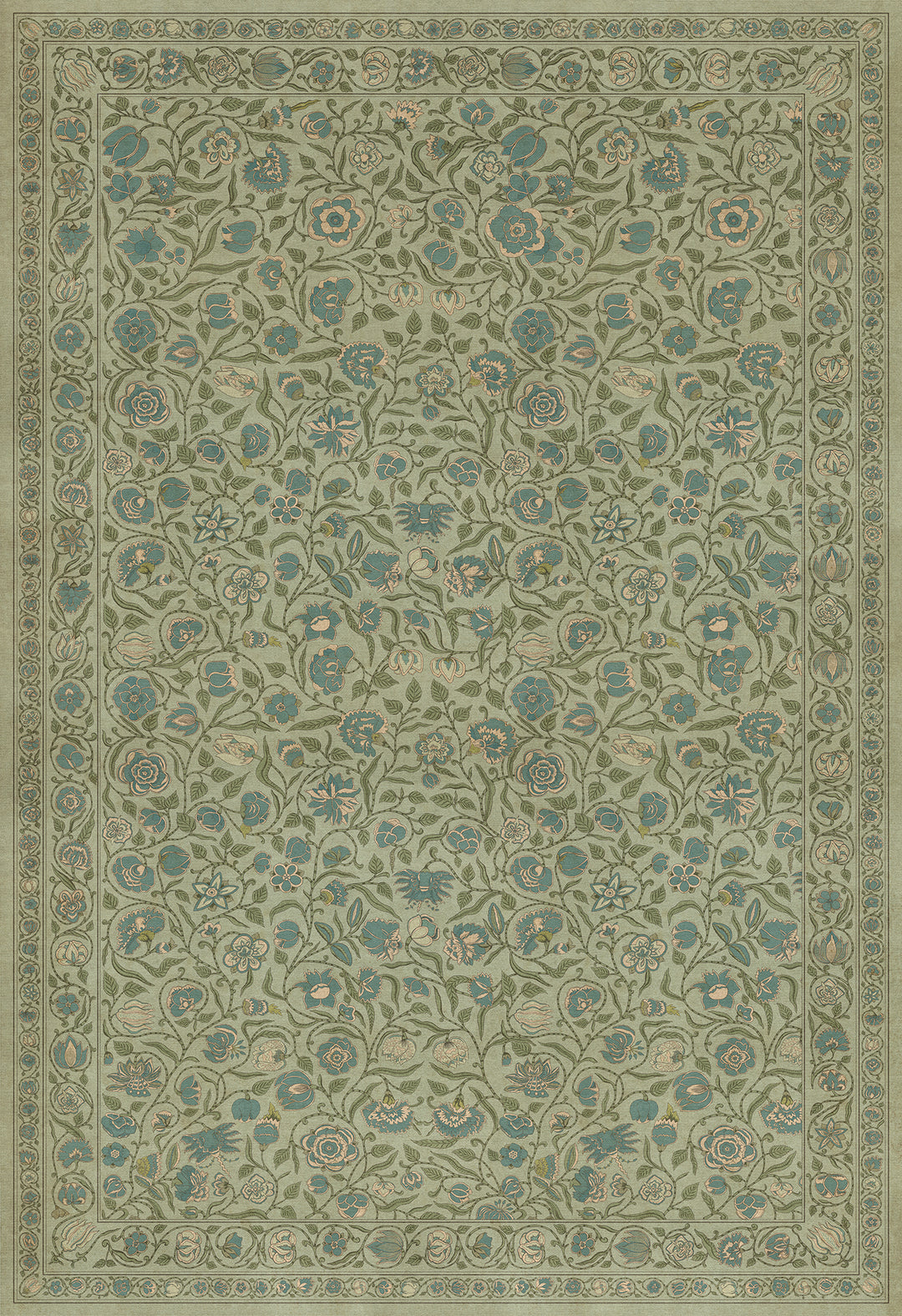 Vintage Vinyl Floorcloth Mat (Williamsburg - Antique Floral -  A Joy Of Earth)