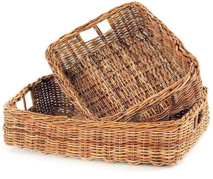 French Country Rattan Storing Baskets Set/2