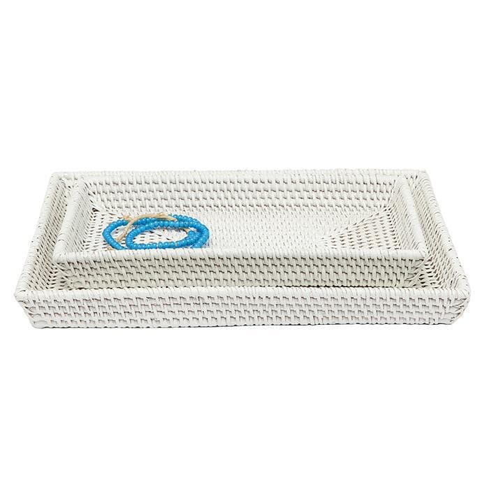 Dalton White Rattan Nesting Trays Set/2