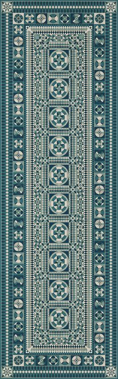 Vintage Vinyl Floorcloth Mats (American Folk Art Museum - Soldiers Quilt - Trenches in the Sky)