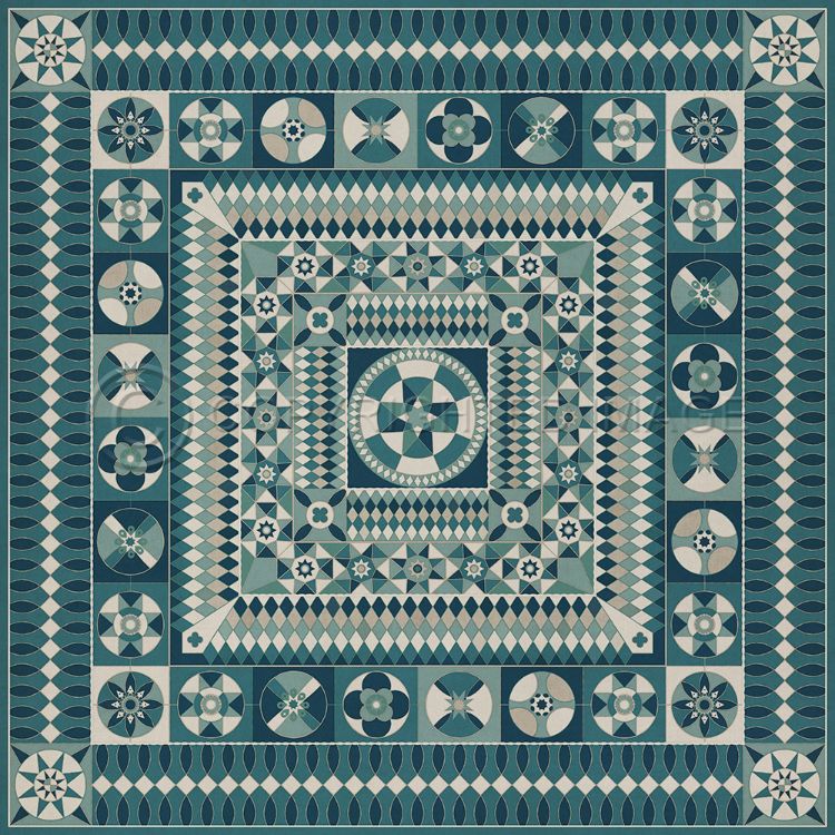 Vintage Vinyl Floorcloth Mats (American Folk Art Museum - Soldiers Quilt - Trenches in the Sky)