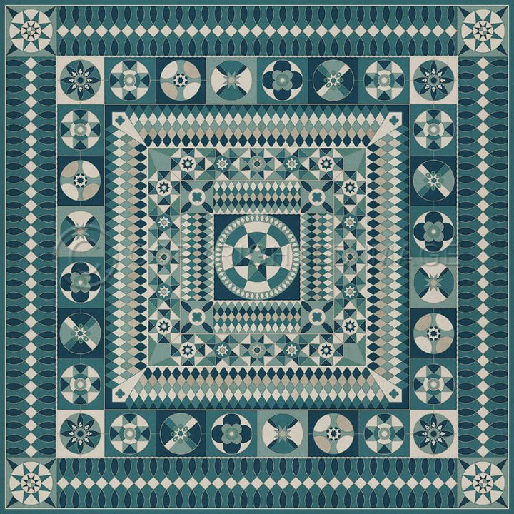 Vintage Vinyl Floorcloth Mats (American Folk Art Museum - Soldiers Quilt - Trenches in the Sky)