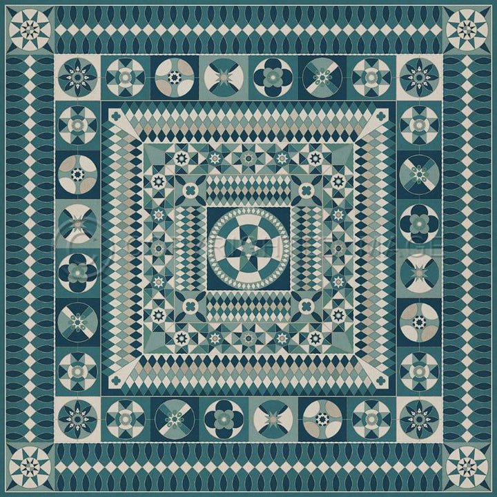 Vintage Vinyl Floorcloth Mats (American Folk Art Museum - Soldiers Quilt - Trenches in the Sky)