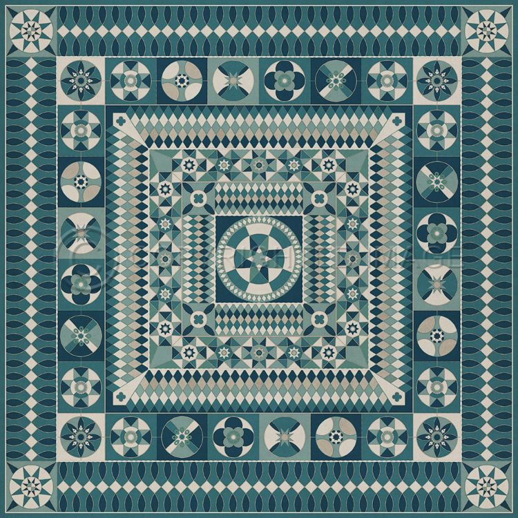 Vintage Vinyl Floorcloth Mats (American Folk Art Museum - Soldiers Quilt - Trenches in the Sky)