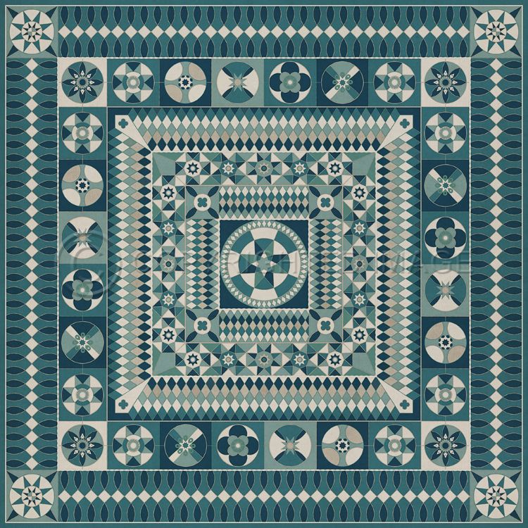 Vintage Vinyl Floorcloth Mats (American Folk Art Museum - Soldiers Quilt - Trenches in the Sky)