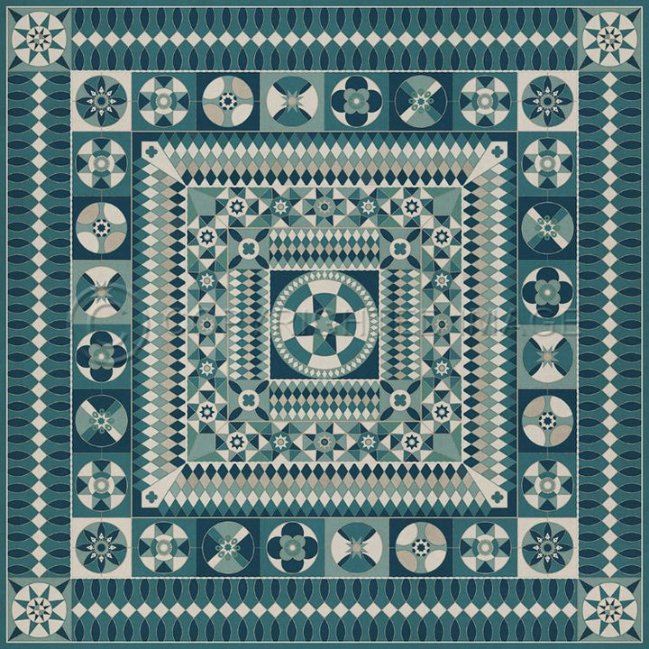 Vintage Vinyl Floorcloth Mats (American Folk Art Museum - Soldiers Quilt - Trenches in the Sky)