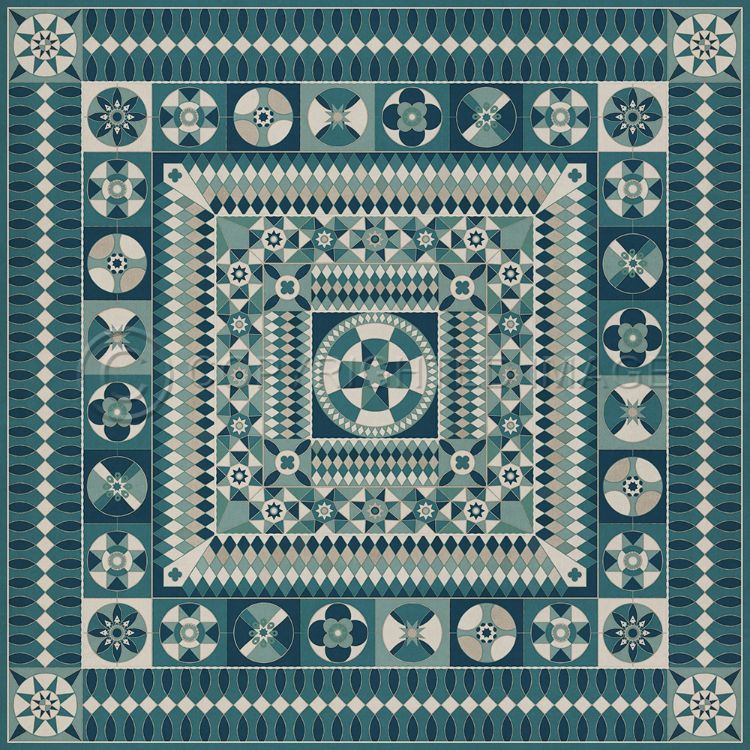 Vintage Vinyl Floorcloth Mats (American Folk Art Museum - Soldiers Quilt - Trenches in the Sky)