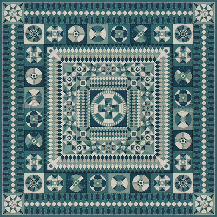 Vintage Vinyl Floorcloth Mats (American Folk Art Museum - Soldiers Quilt - Trenches in the Sky)