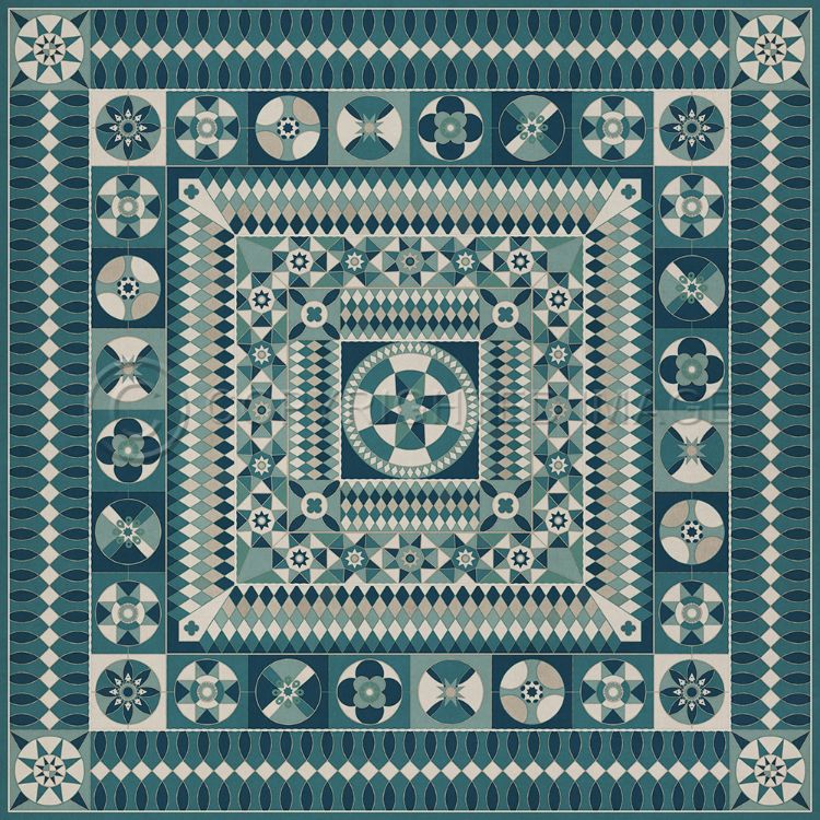 Vintage Vinyl Floorcloth Mats (American Folk Art Museum - Soldiers Quilt - Trenches in the Sky)