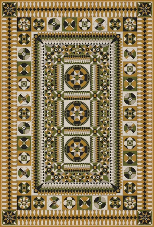 Vintage Vinyl Floorcloth Mats  (American Folk Art Museum - Soldiers Quilt - Wisdom and Truth)