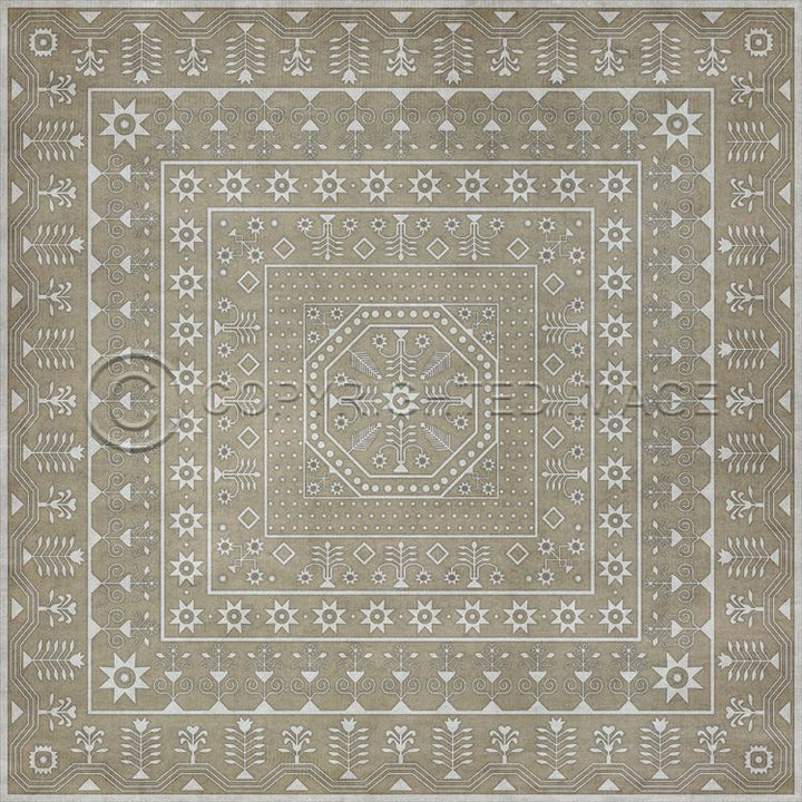 Vintage Vinyl Floorcloth Mats (American Folk Art Museum - Embroidery - Time Long Past)