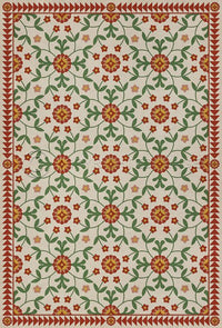 Vintage Vinyl Floorcloth Rug (American Folk Art Museum -  Whig Rose - Contemplation)