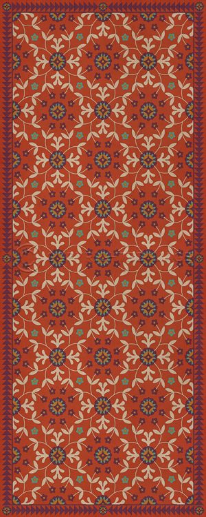 Vintage Vinyl Floorcloth Mats (American Folk Art Museum - Whig Rose - Flaming Heart)