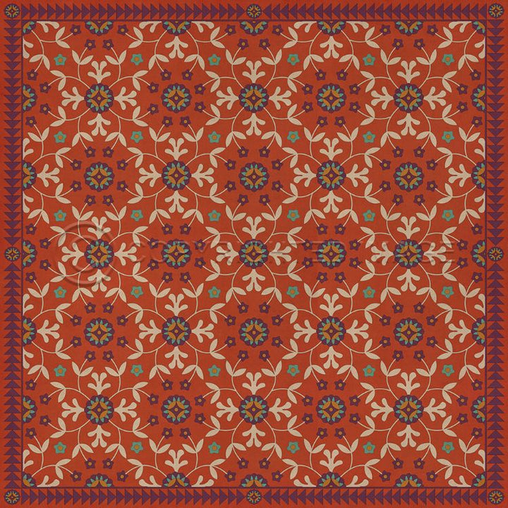 Vintage Vinyl Floorcloth Mats (American Folk Art Museum - Whig Rose - Flaming Heart)