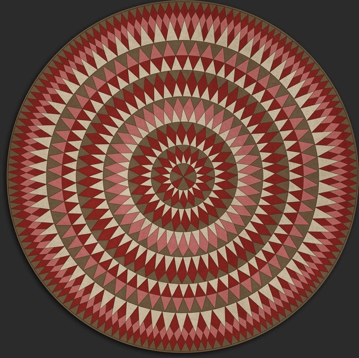 Vintage Vinyl Round Floorcloth Round Mats (American Folk Art Museum - Bulls Eye - Blaze Within Blaze)