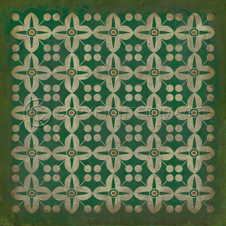Vintage Vinyl Floorcloth Rug (Pattern 03 The Emerald City)