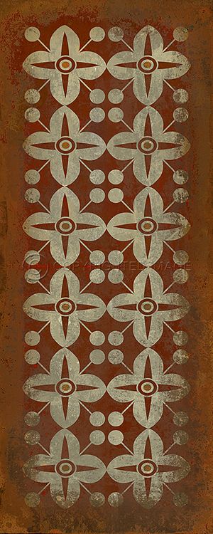 Vintage Vinyl Floorcloth Rug (Pattern 03 The Poppy Field)