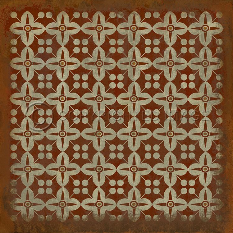 Vintage Vinyl Floorcloth Rug (Pattern 03 The Poppy Field)