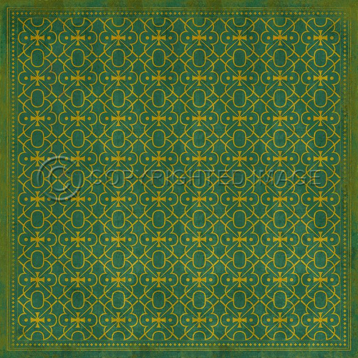 Vintage Vinyl Floorcloth Rug (Pattern 05 Mr Green)