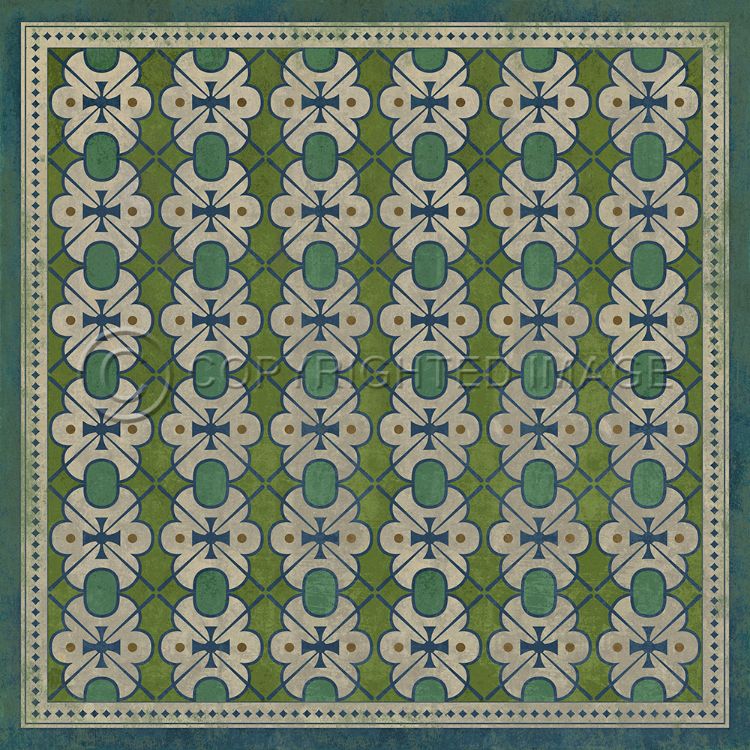 Vintage Vinyl Floorcloth Mats (Pattern 05 Mrs. Peacock)