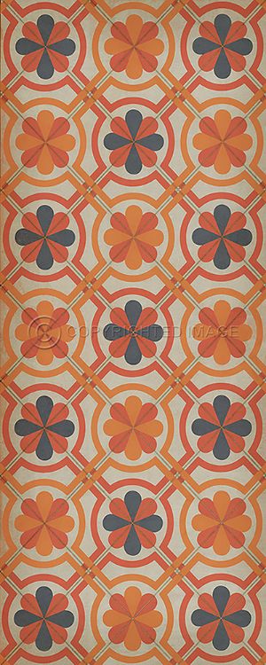 Vintage Vinyl Floorcloth Rug (Pattern 19 Galileo)