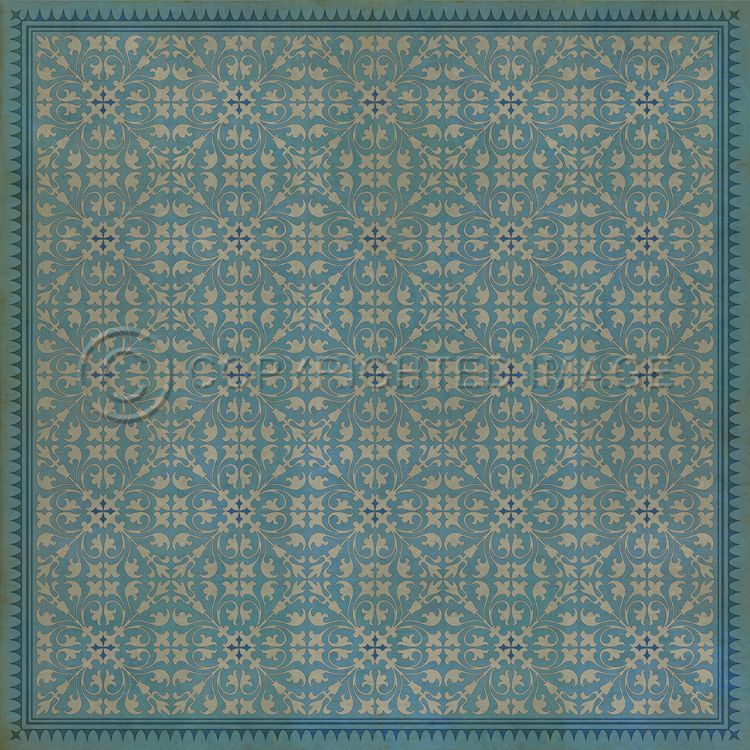 Vintage Vinyl Floorcloth Rug (Pattern 21 Through the Looking Glass)