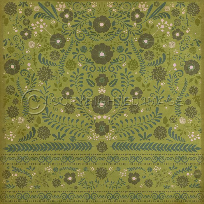Vintage Vinyl Floorcloth Rug (Pattern 36 Going Green)