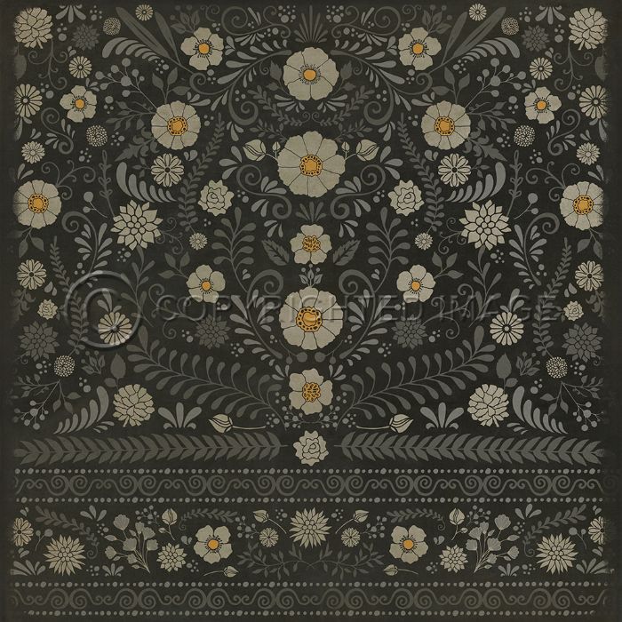 Vintage Vinyl Floorcloth Rug (Pattern 36 Je Regrete Rien)