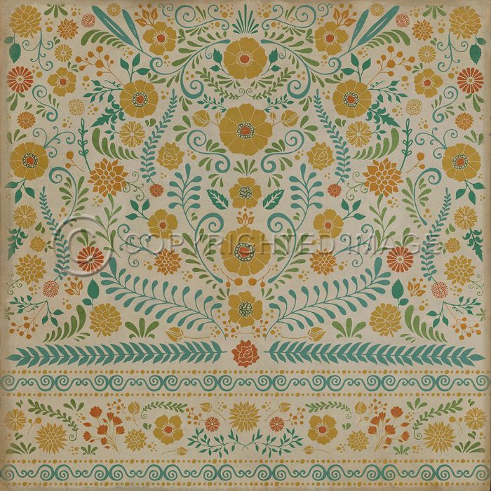 Spicher & Company Vintage Vinyl Floorcloth Mat (Classic Pattern 36 Small Mercies)