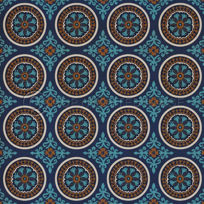 Vintage Vinyl Floorcloth Rug (Pattern 43 Samadi)