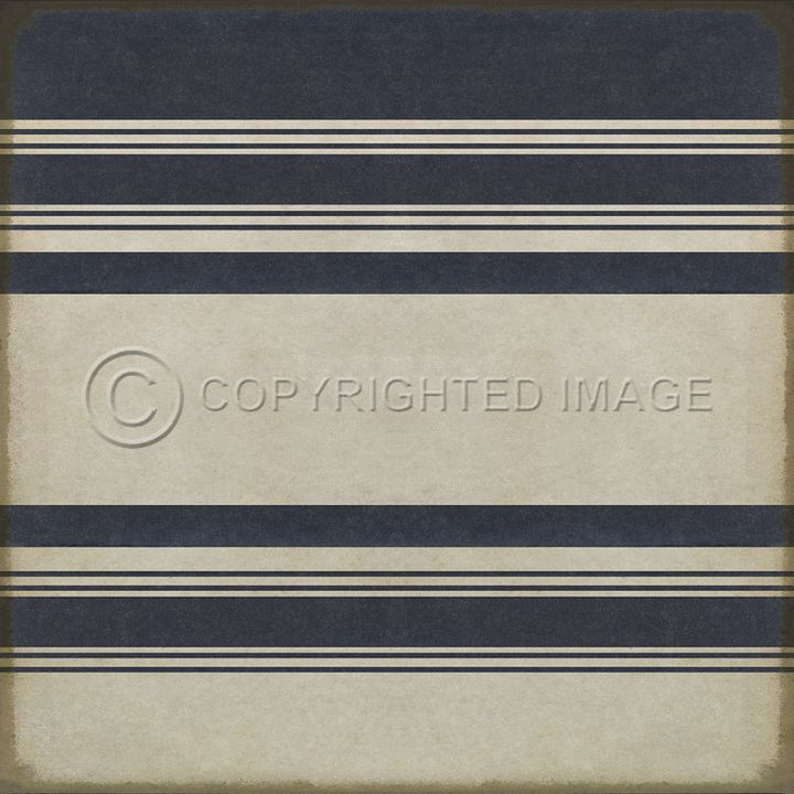 Spicher & Company Vintage Vinyl Floorcloth Mat (Classic Pattern 50 Organic Stripes Blue and White)