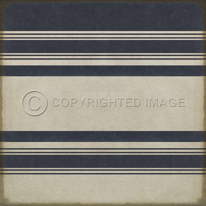 Spicher & Company Vintage Vinyl Floorcloth Mat (Classic Pattern 50 Organic Stripes Blue and White)