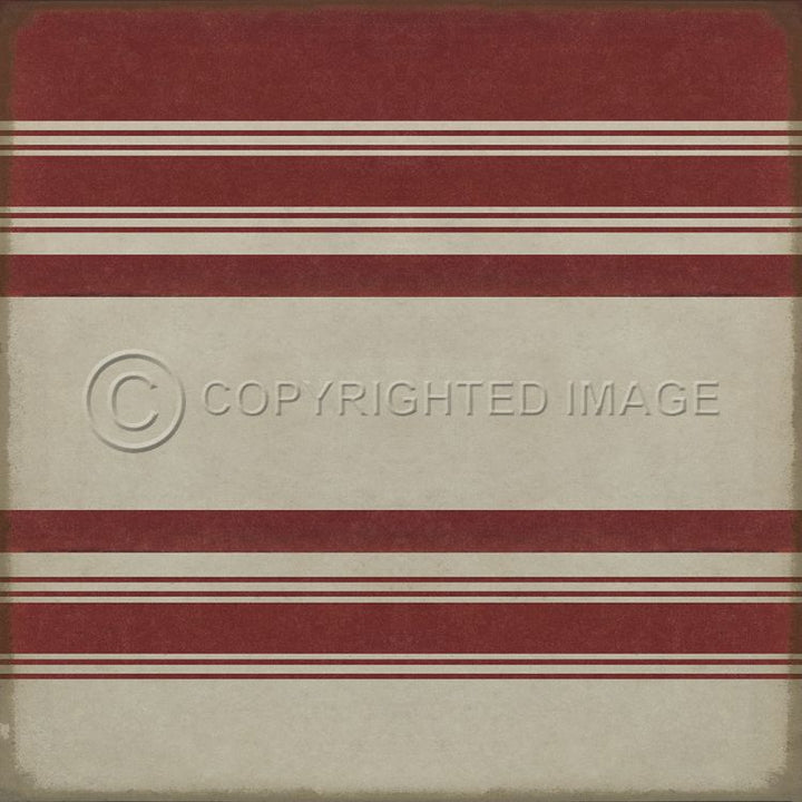 Vintage Vinyl Floorcloth Mats (Pattern 50 Organic Stripes Red And White)