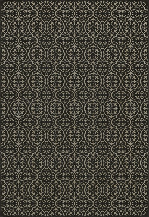 Vintage Vinyl Floorcloth Rug (Pattern 51 He Kindly Stopped for Me)