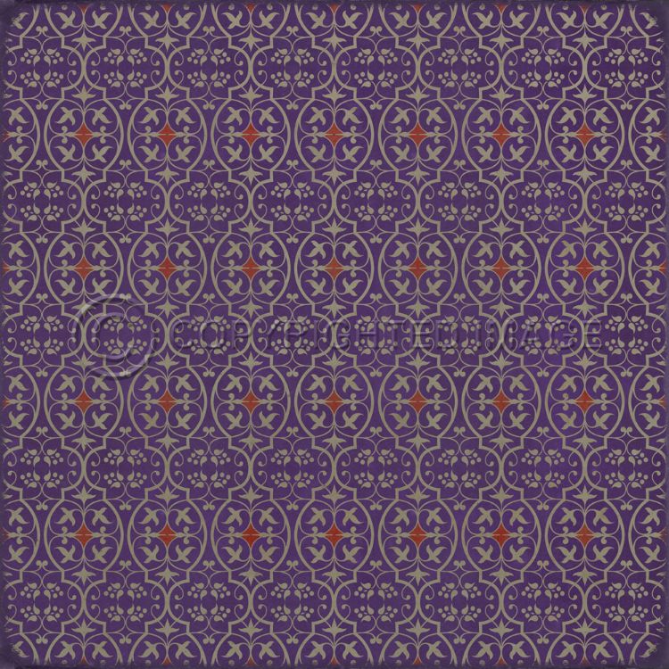 Vintage Vinyl Floorcloth Rug (Pattern 51 I Shall Wear Purple)