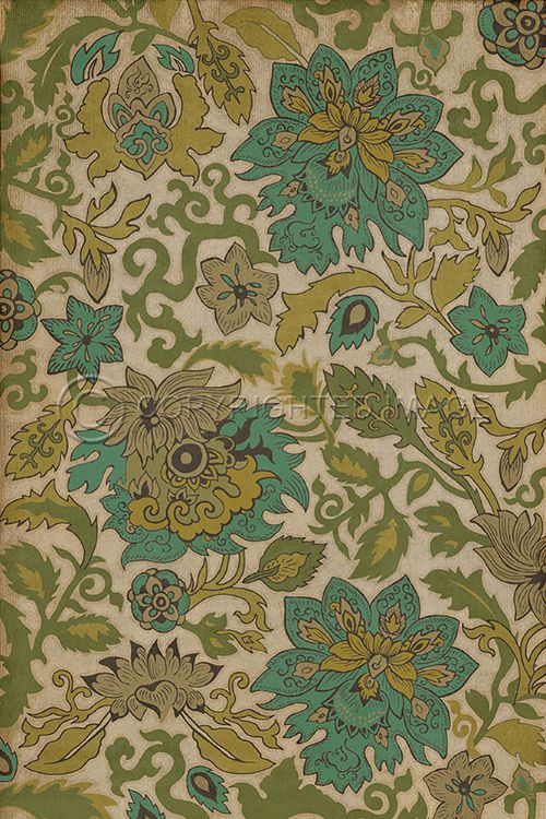 Vintage Vinyl Floorcloth Mats (Pattern 71 Tea Ceremony)