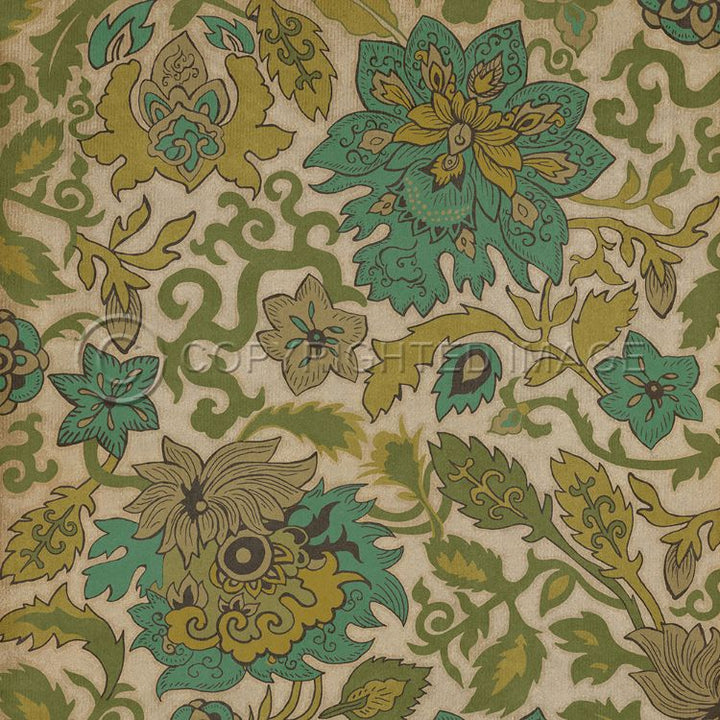 Vintage Vinyl Floorcloth Mats (Pattern 71 Tea Ceremony)