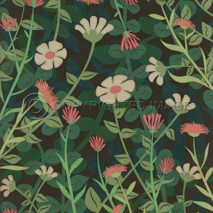 Vintage Vinyl Floorcloth Mats (Pattern 73 Little Idas Flowers)