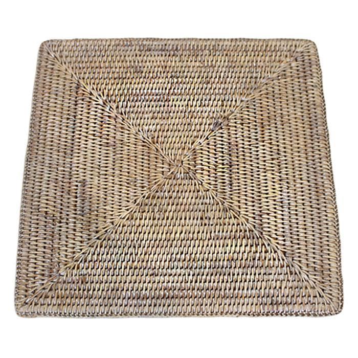 Square White Wash Rattan Placemat 15" - Thumbnail 3