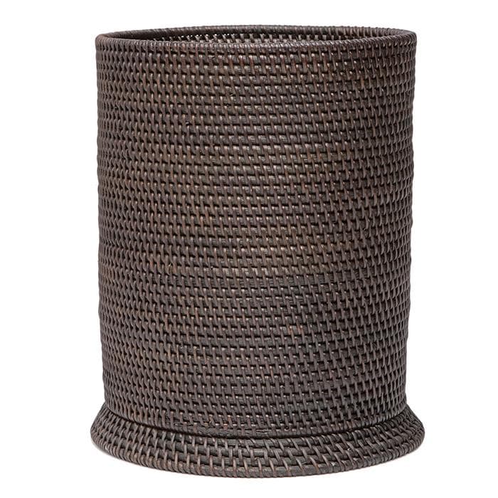 Dalton Coffee Rattan Round Waste Basket, Tapered