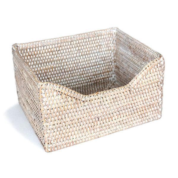 White Washed Rattan Small File Holder Basket