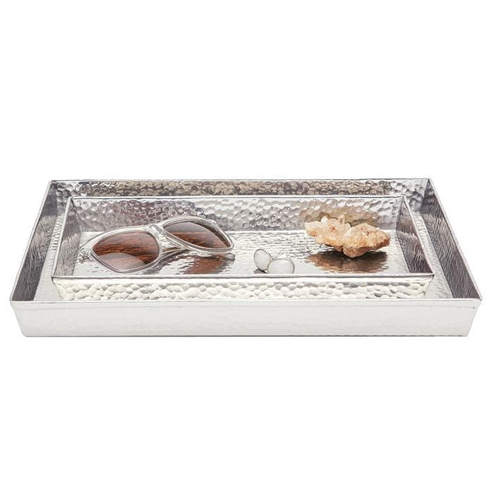 Verum Hammered Metal Tray Set - Shiny Nickel