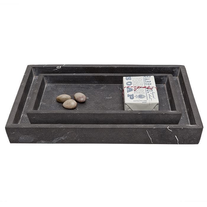 Luxor Black Matte Marble Tray Set