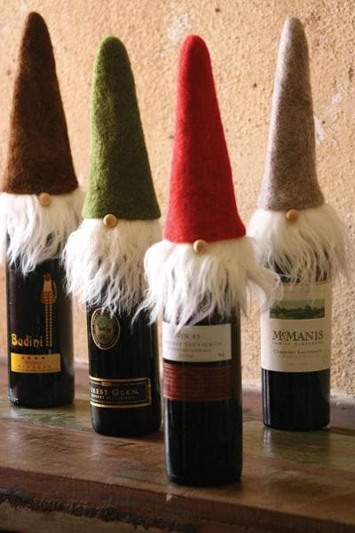 Felt Santa Wine Bottle Toppers Set of Four