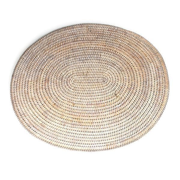 Oval Rattan Mat White Wash Rattan Oval Placemats (Set/4) – Hudson & Vine