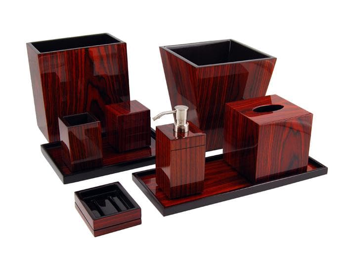 Rosewood Inlay Lacquer Tissue Box - Thumbnail 2